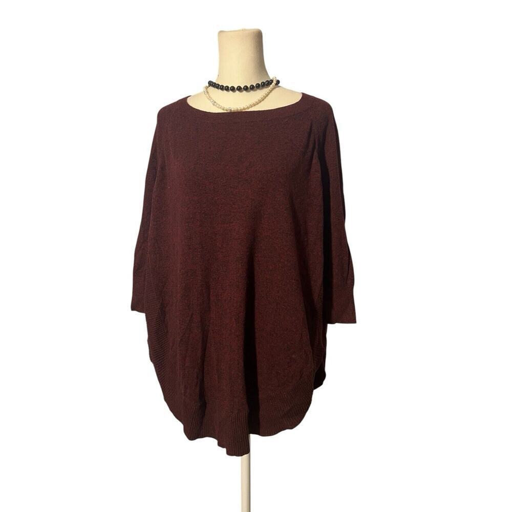 Express Women’s Baggy long Sleeve Shawl Shirt Burgundy